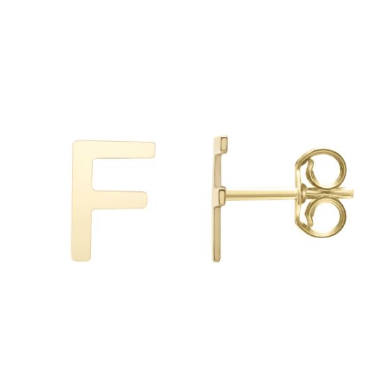14K Gold Initial Stud Earring