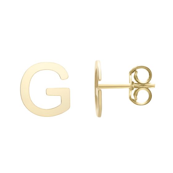 14K Gold Initial Stud Earring