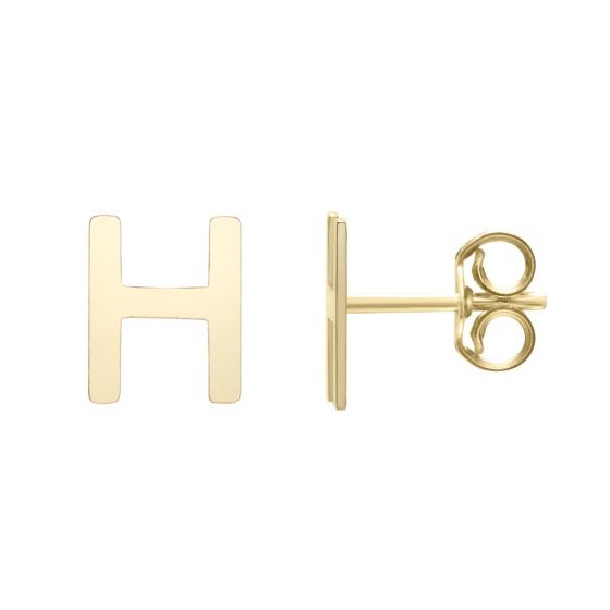 14K Gold Initial Stud Earring