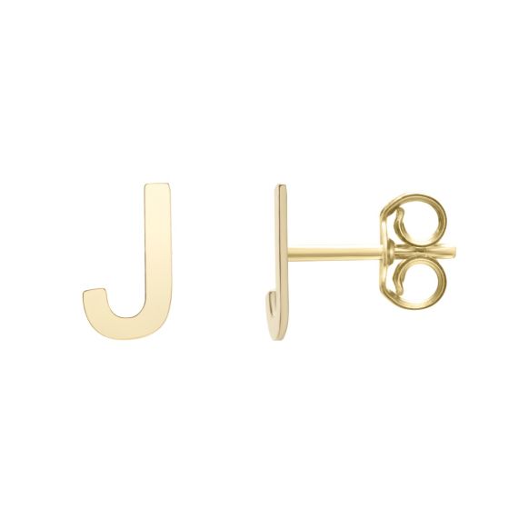 14K Gold Initial Stud Earring