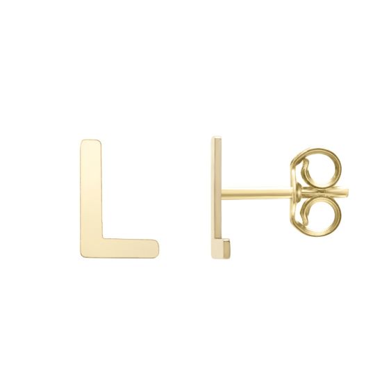 14K Gold Initial Stud Earring
