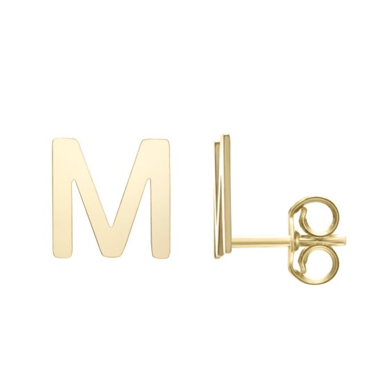 14K Gold Initial Stud Earring