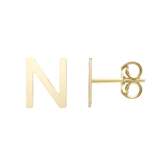14K Gold Initial Stud Earring