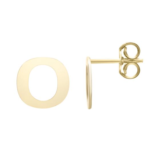 14K Gold Initial Stud Earring