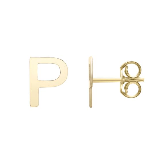 14K Gold Initial Stud Earring