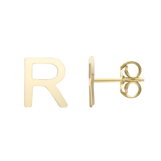 14K Gold Initial Stud Earring