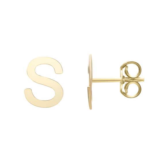 14K Gold Initial Stud Earring