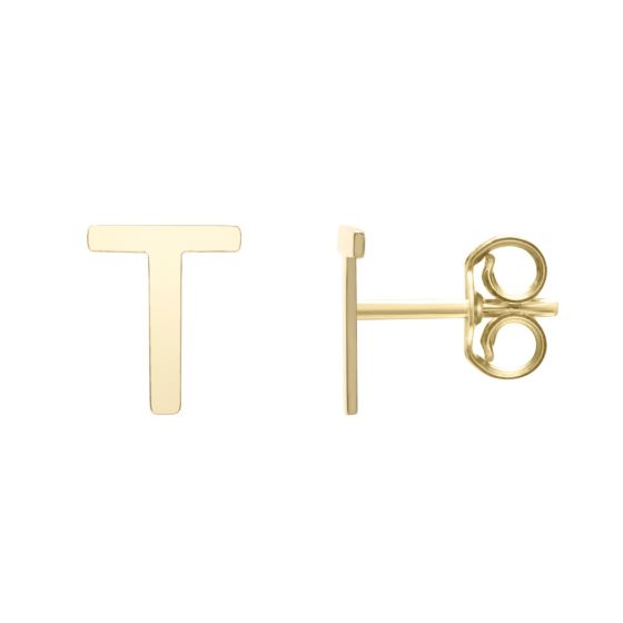 14K Gold Initial Stud Earring