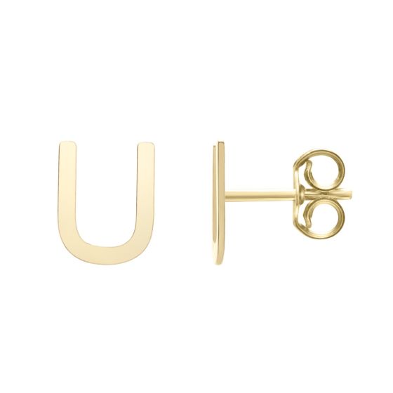 14K Gold Initial Stud Earring