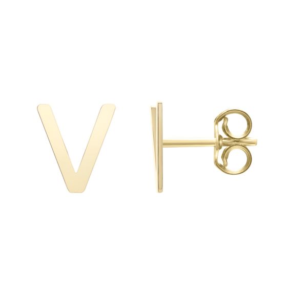 14K Gold Initial Stud Earring
