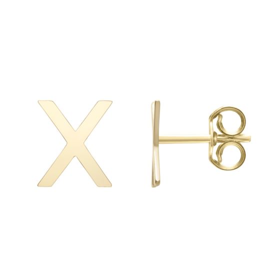 14K Gold Initial Stud Earring