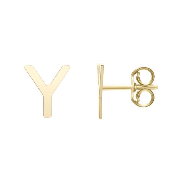 14K Gold Initial Stud Earring
