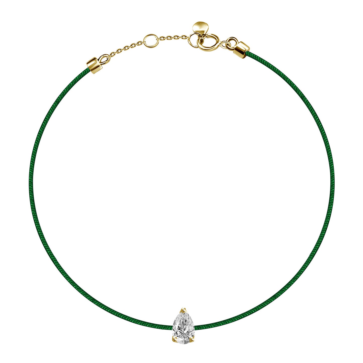 18k Solitaire Pear Diamond Silk Thread Bracelet