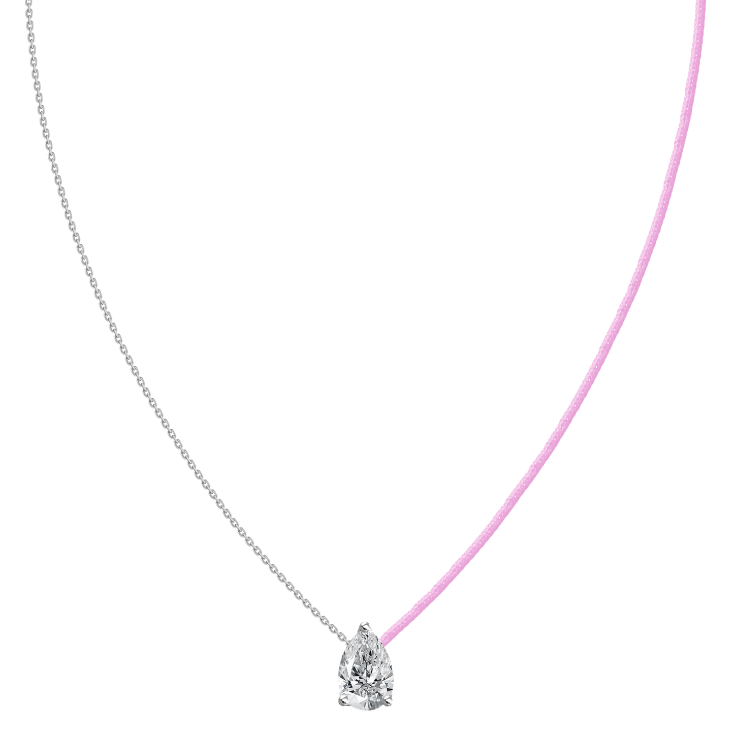 18k Solitaire Pear Diamond Chain Thread Necklace