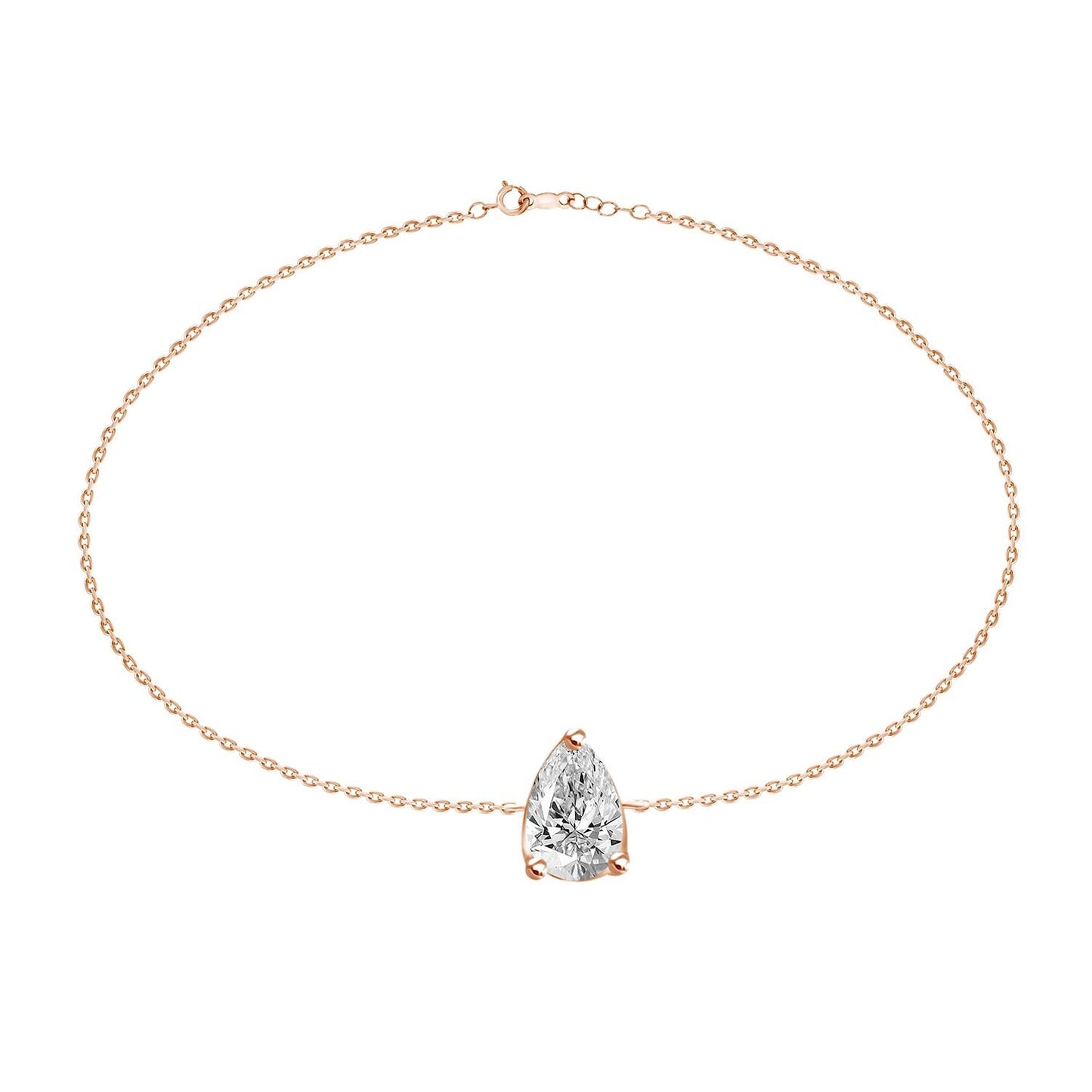 18k Solitaire Pear Cut Diamond Bracelet