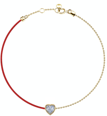 18k Bracelet Heart Diamond 1 Silk Thread