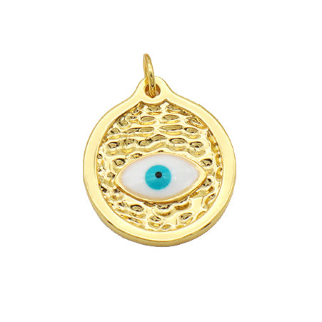 Gold Blue Eye round pendant