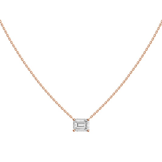 18k Solitaire Emerald Diamond Chain Necklace