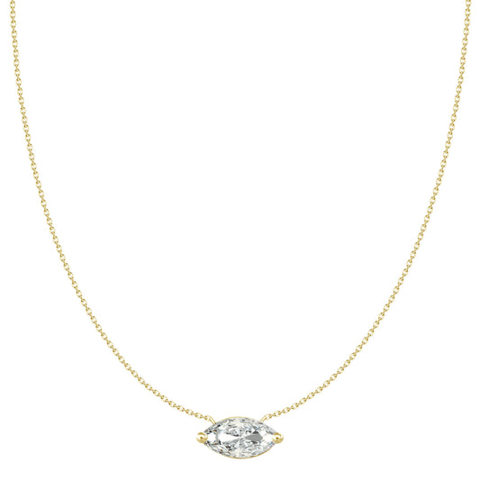 18k Solitaire Marquise Diamond Chain Necklace