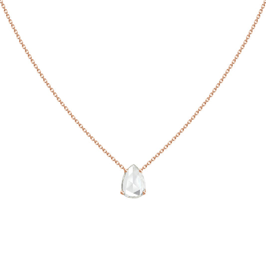 18k Solitaire Pear Diamond Chain Necklace