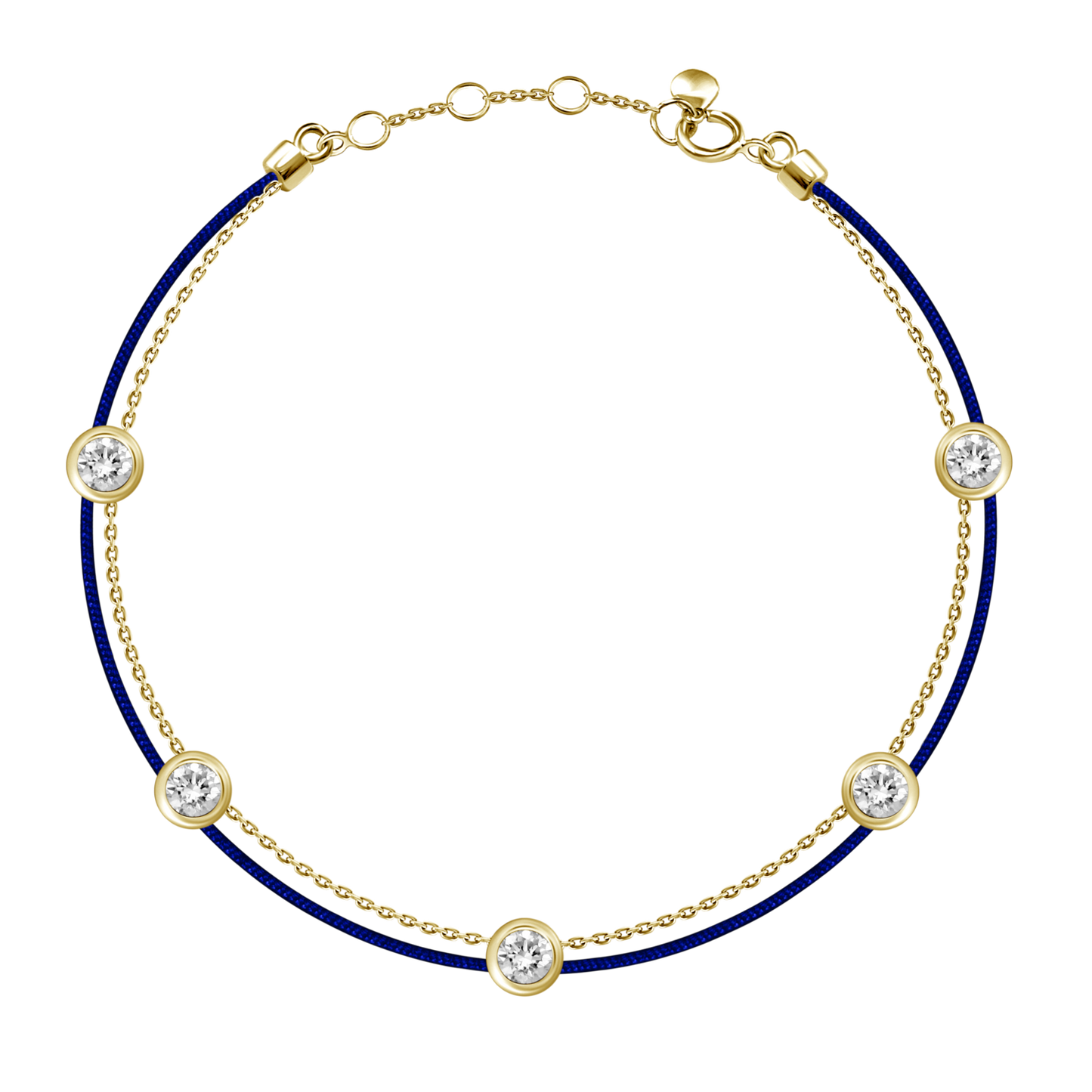 18k 5 Bezel Diamond Chain Bracelet