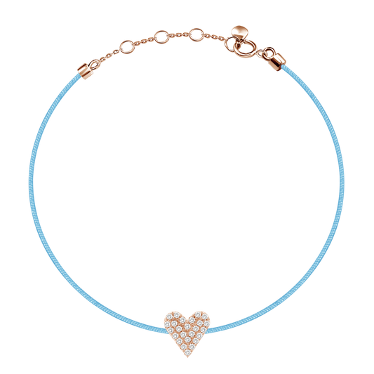 18k Heart Diamond  Pave Thread Bracelet