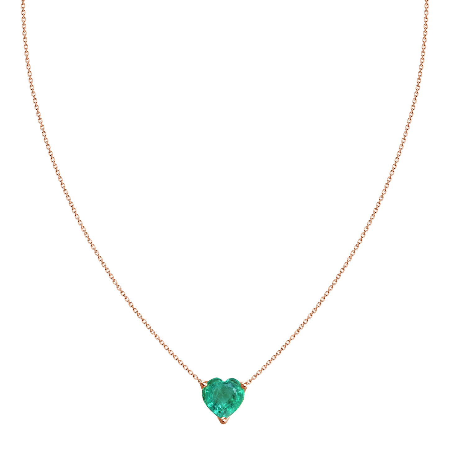 18k Solitaire Emerald Heart Necklace