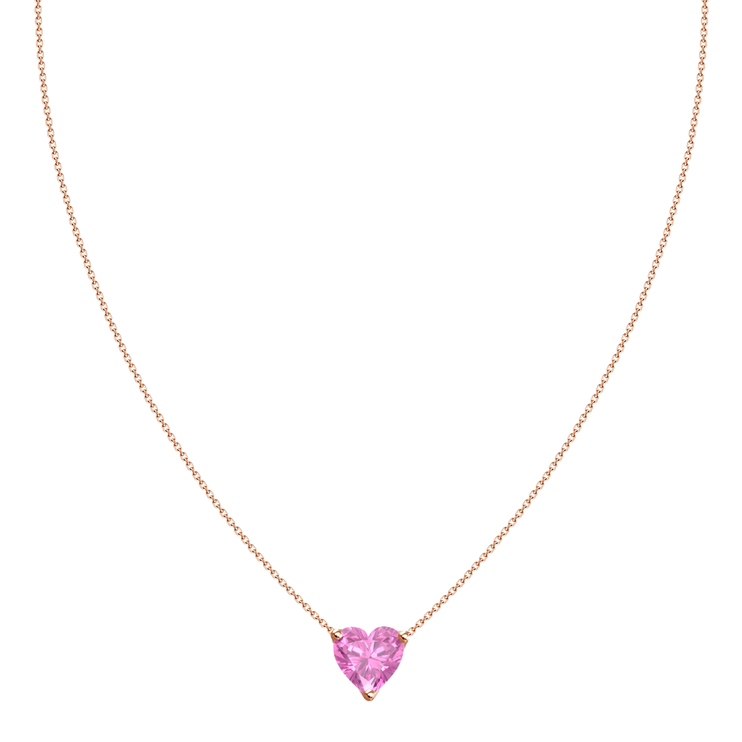 18k Solitaire Emerald Heart Necklace Rose