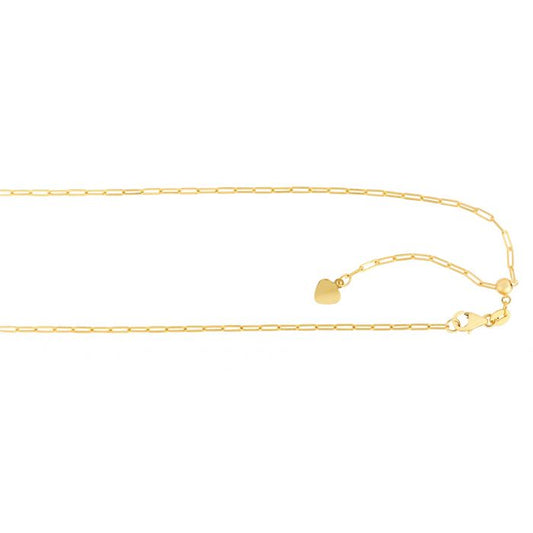 14K Gold 1.5mm Adjustable Paperclip Chain