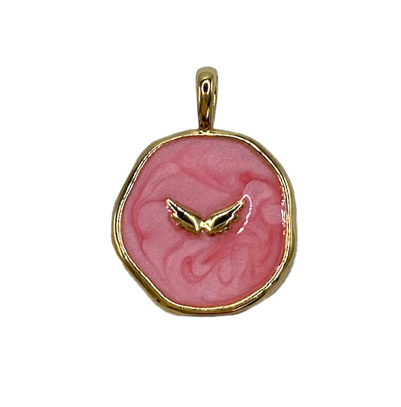 Rose round enamel wings