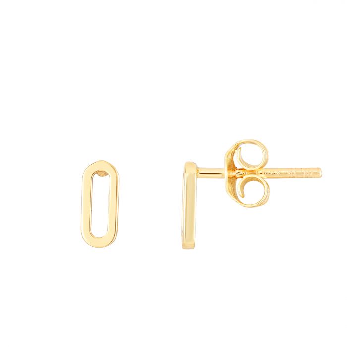 14K Mini Paperclip Earrings Studs