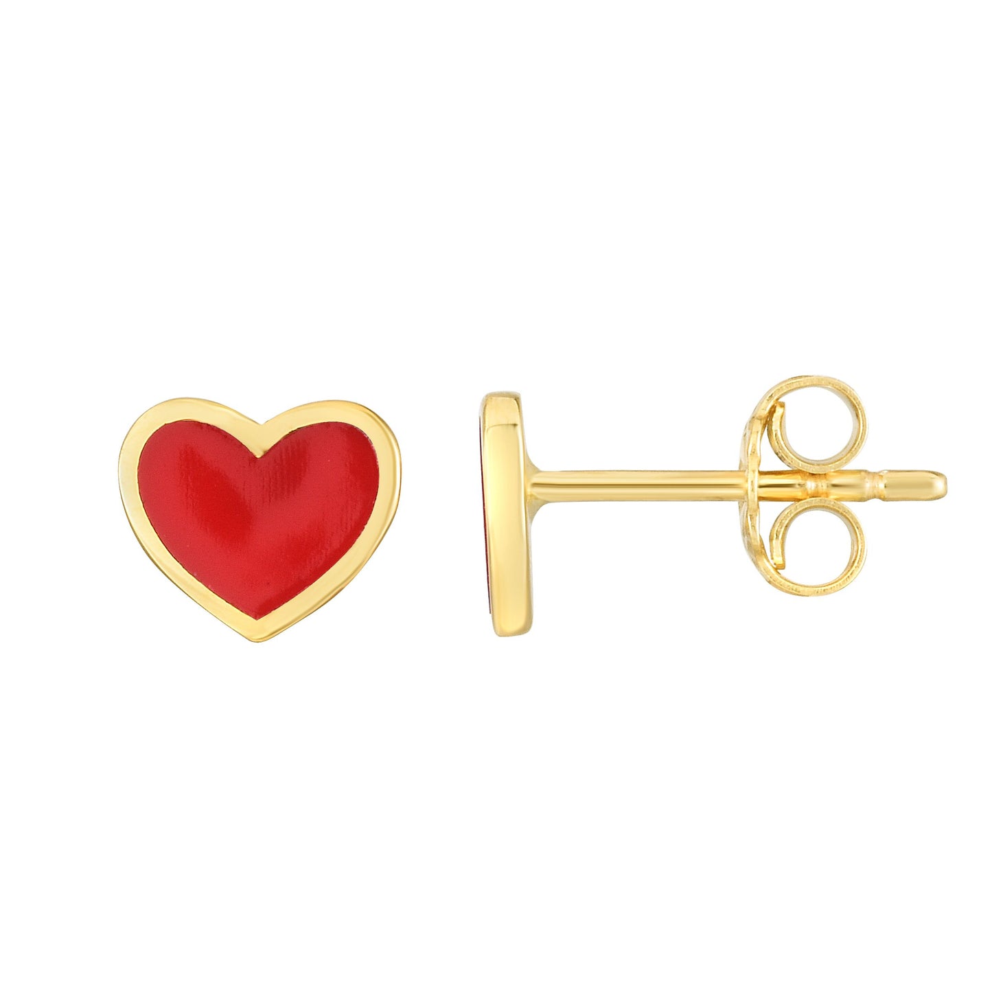 14K Heart Enamel Earrings Studs