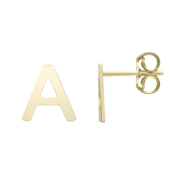 14K Gold Initial Stud Earring