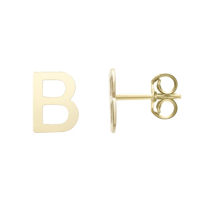 14K Gold Initial Stud Earring