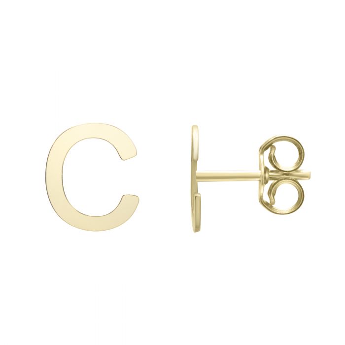 14K Gold Initial Stud Earring